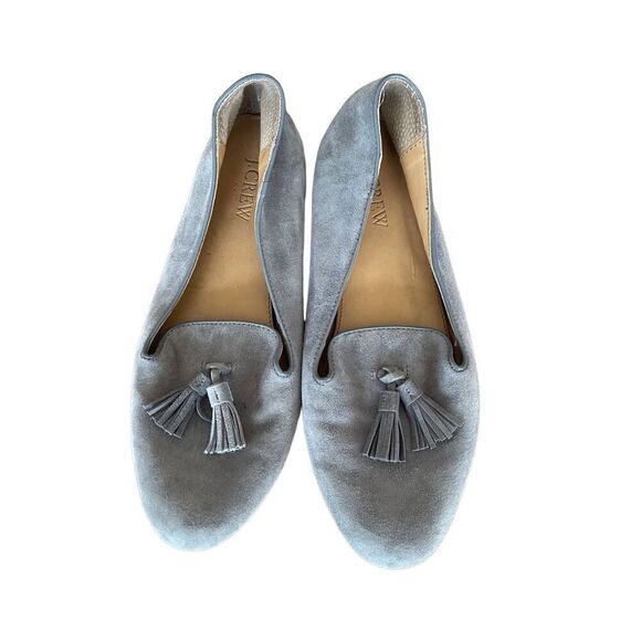 J.Crew Womens Gray Suede Tassel Closed Toe Loafer Flats Size 8 - Picture 4 of 6